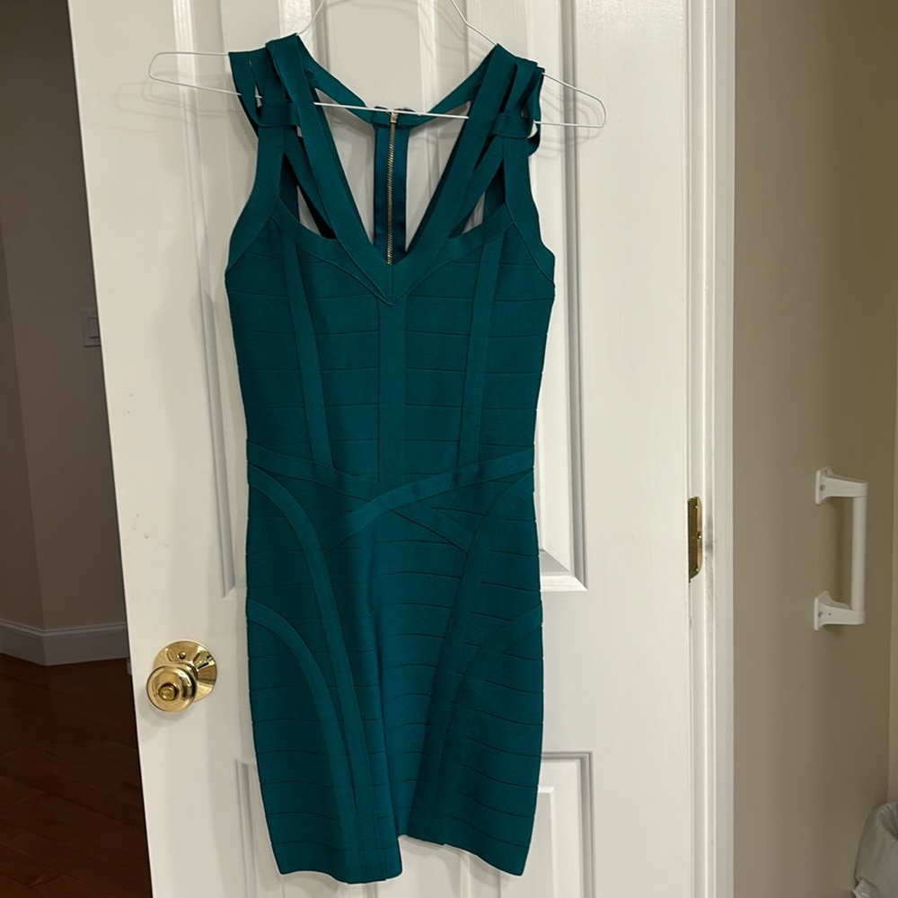 Greenish blue small cocktail dress from Bebe